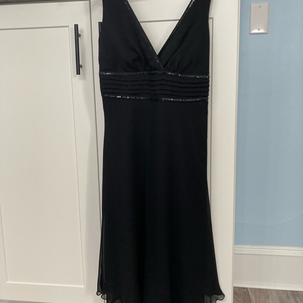 Used Black Speechless V neck Thick strap beaded flowy cocktail dress 7 juniors